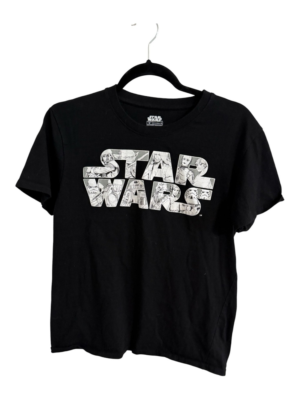 Star Wars Graphic T-Shirt Black Character Logo Tee Size M Disney Lucasfilm